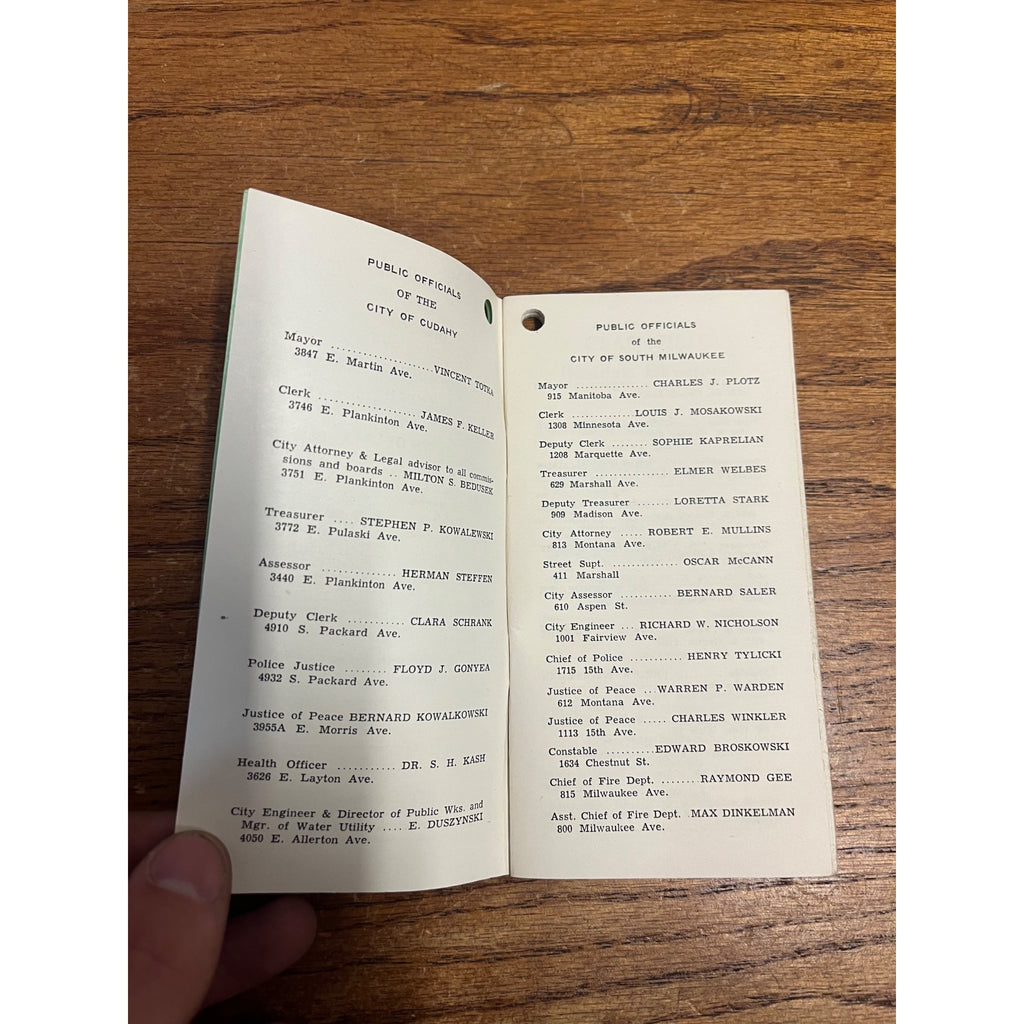 Vintage 1940s South Milwaukee & Cudahy Directory Street Guide Booklet Travel