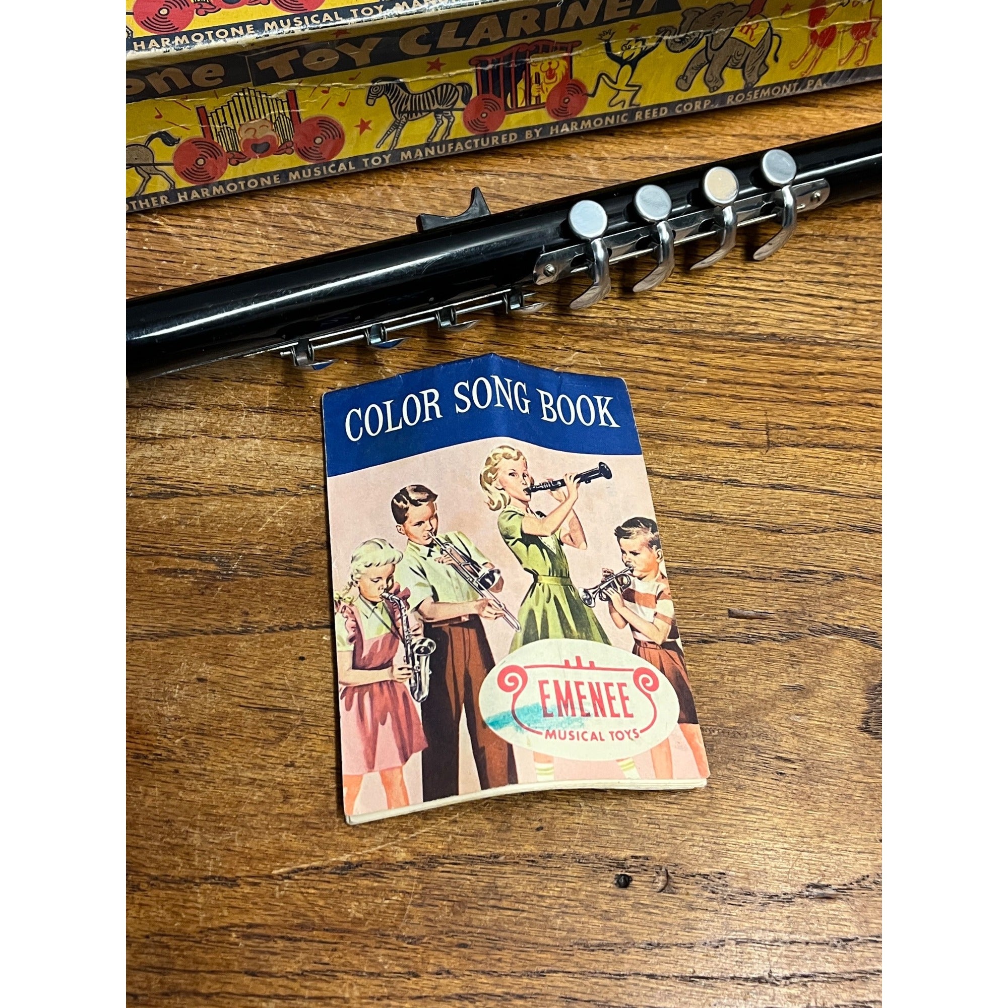 Rare Vintage Harmotone Musical Toy Clarinet by Harmonic Reed Corp. with Box