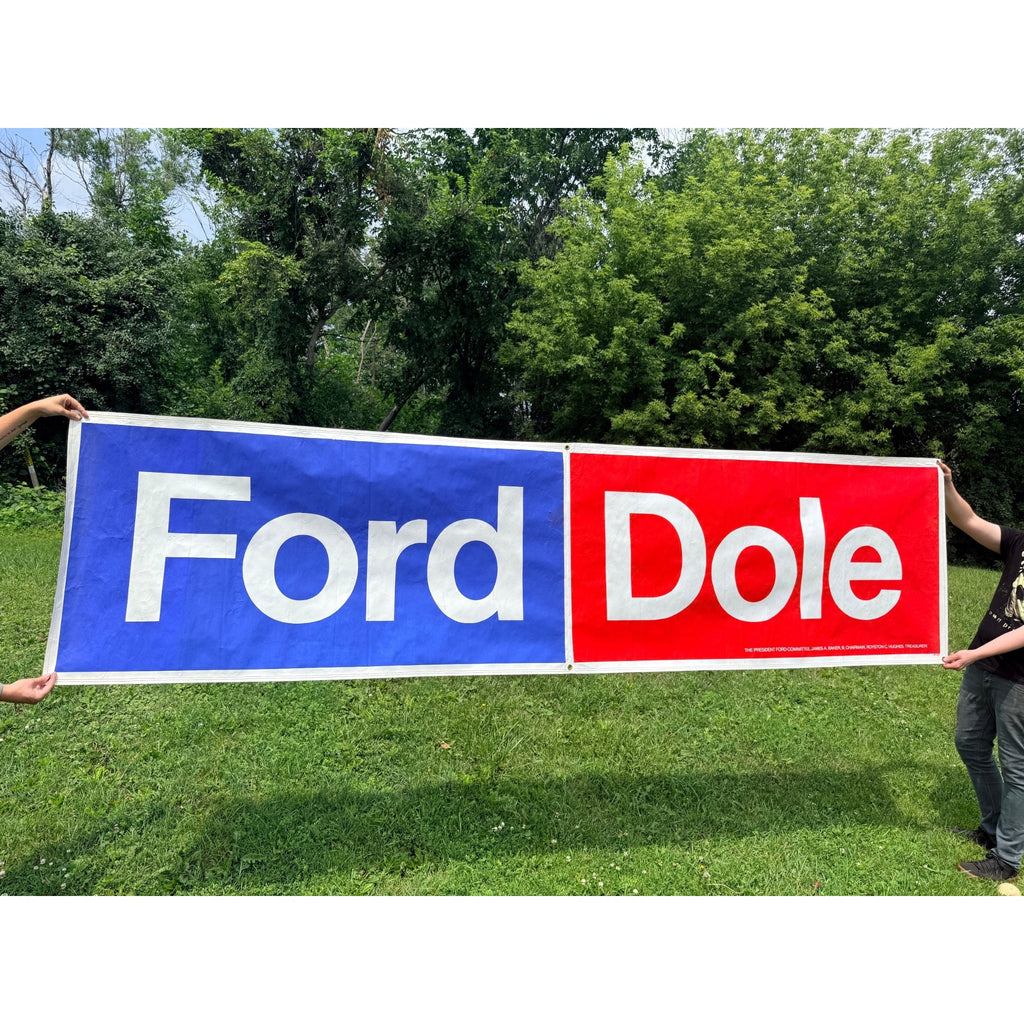 Vintage 1976 Gerald Ford And Bob Dole Presidential Campaign Banner Sign Original