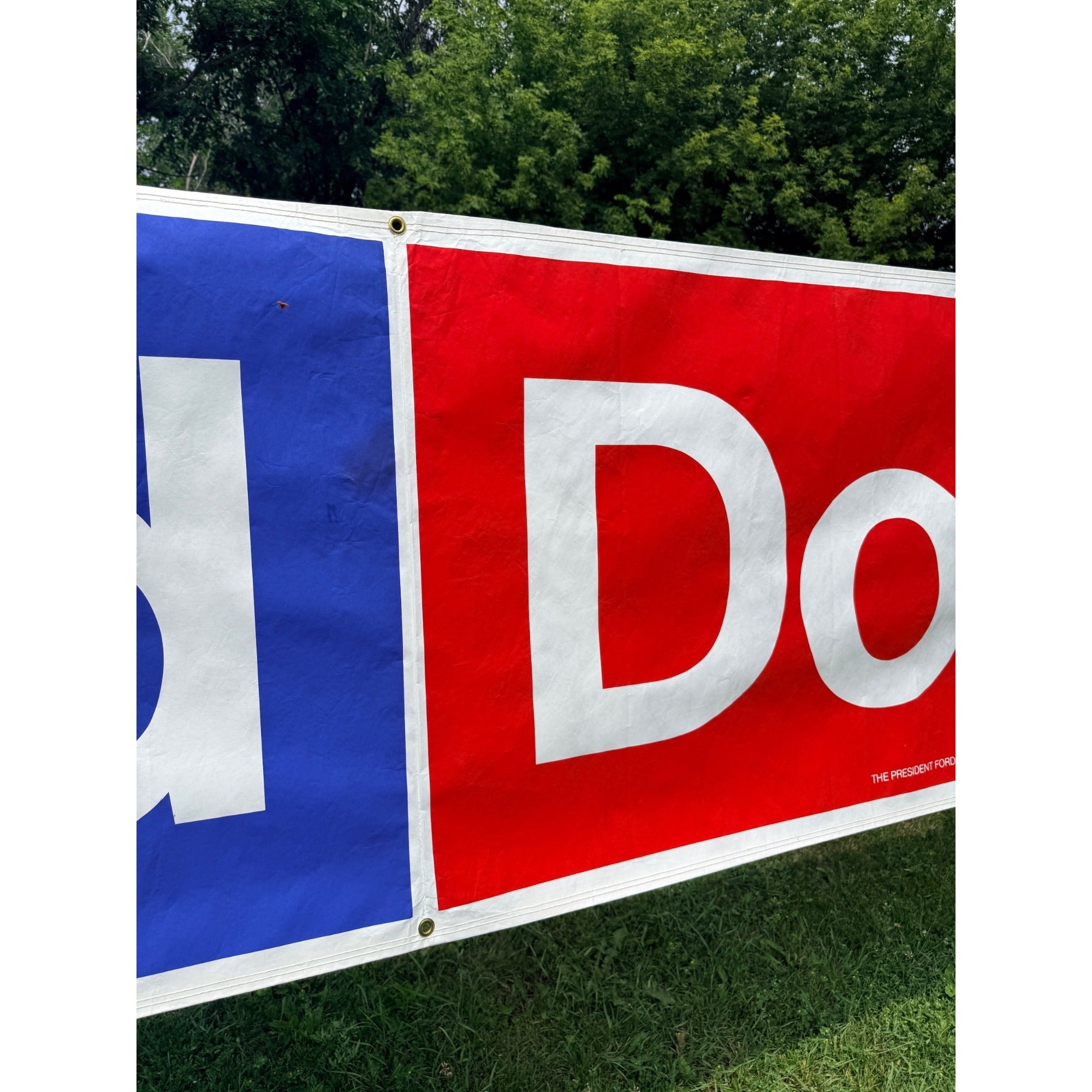 Vintage 1976 Gerald Ford And Bob Dole Presidential Campaign Banner Sign Original