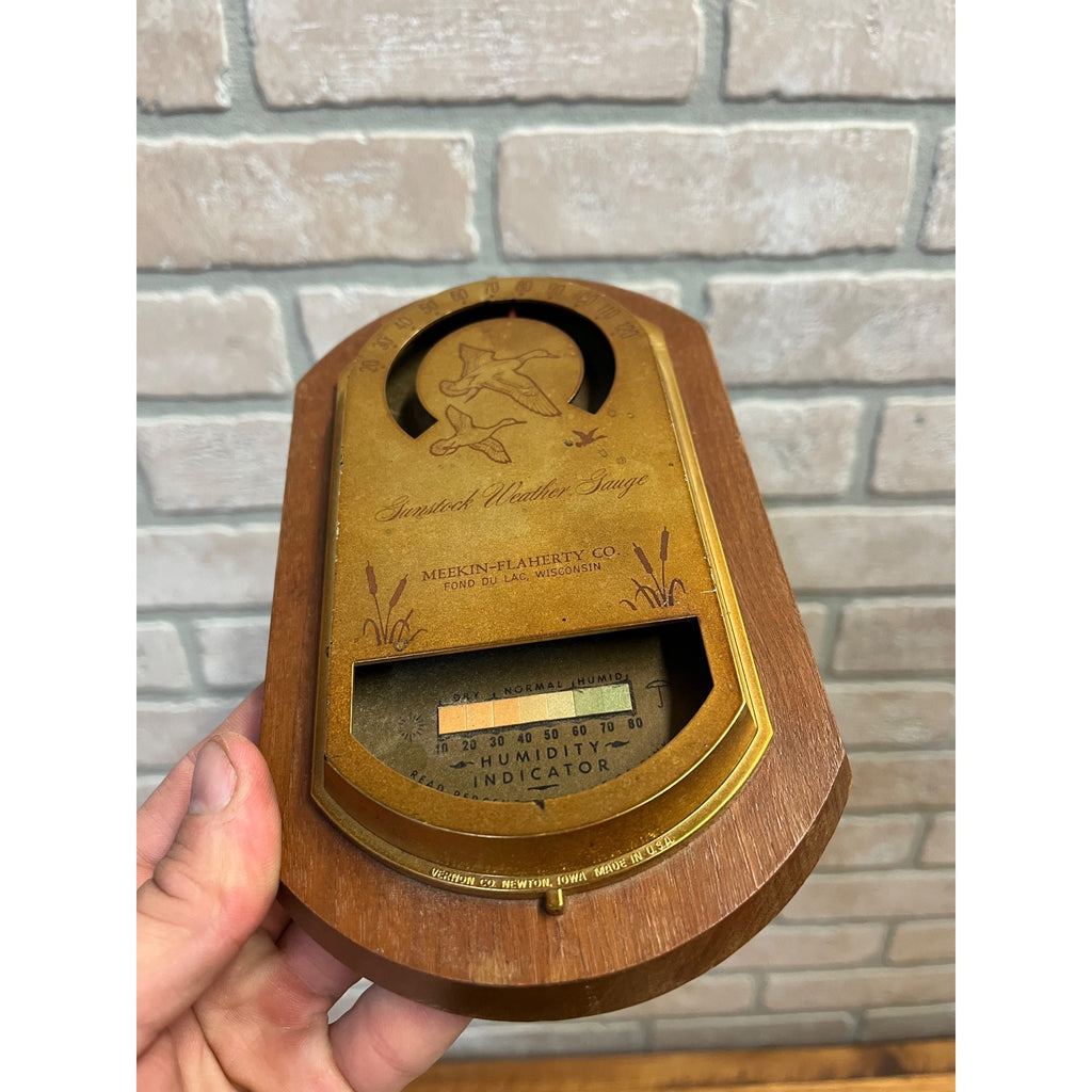Vintage Vernco Gunstock Gifts Solid Walnut Weather Gauge Meekin-Flaherty Co. Fond du Lac, WI The Vernon Company