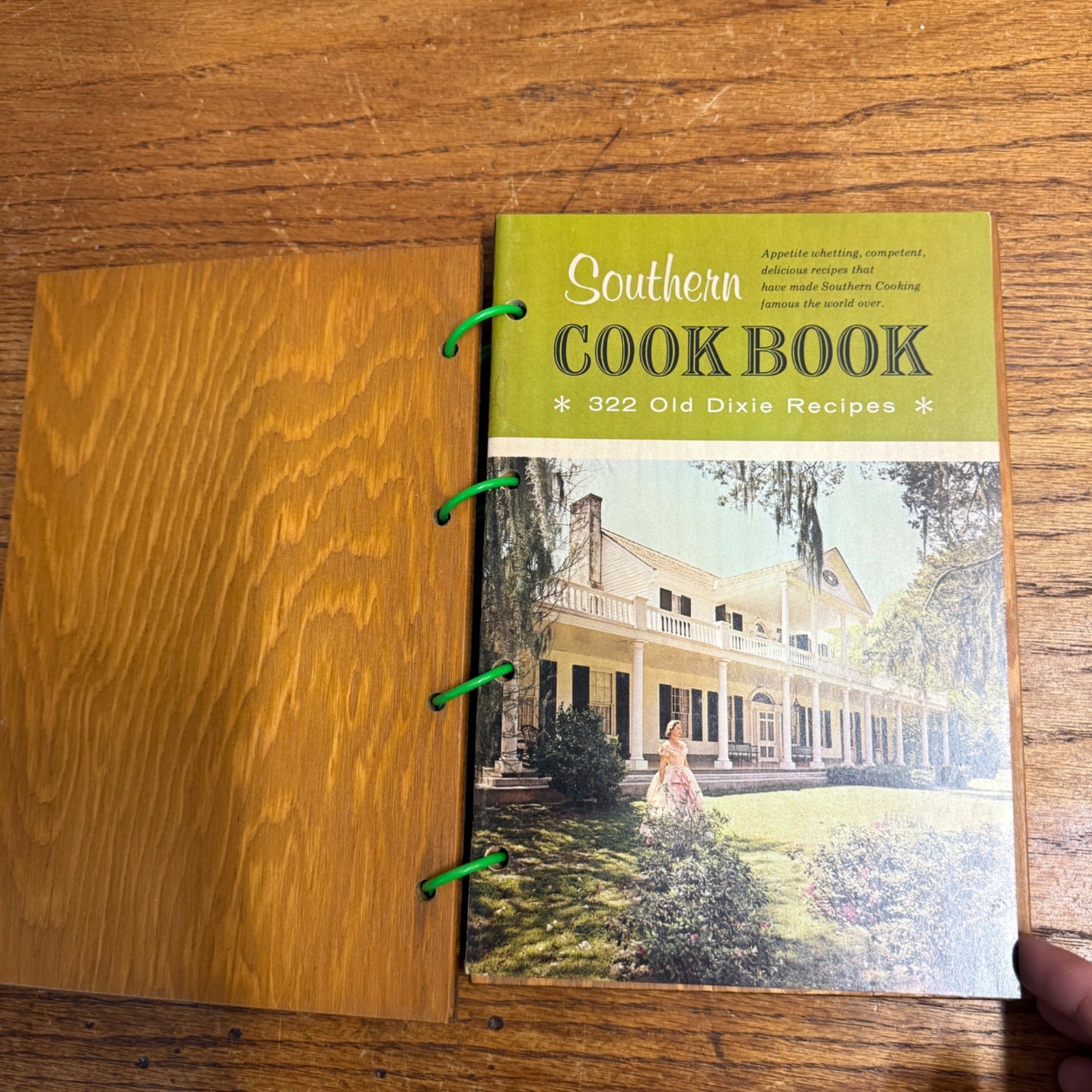 Vintage 1965 Fine Old Dixie Recipes Southern Cook Book Wood Covers Culinary Arts