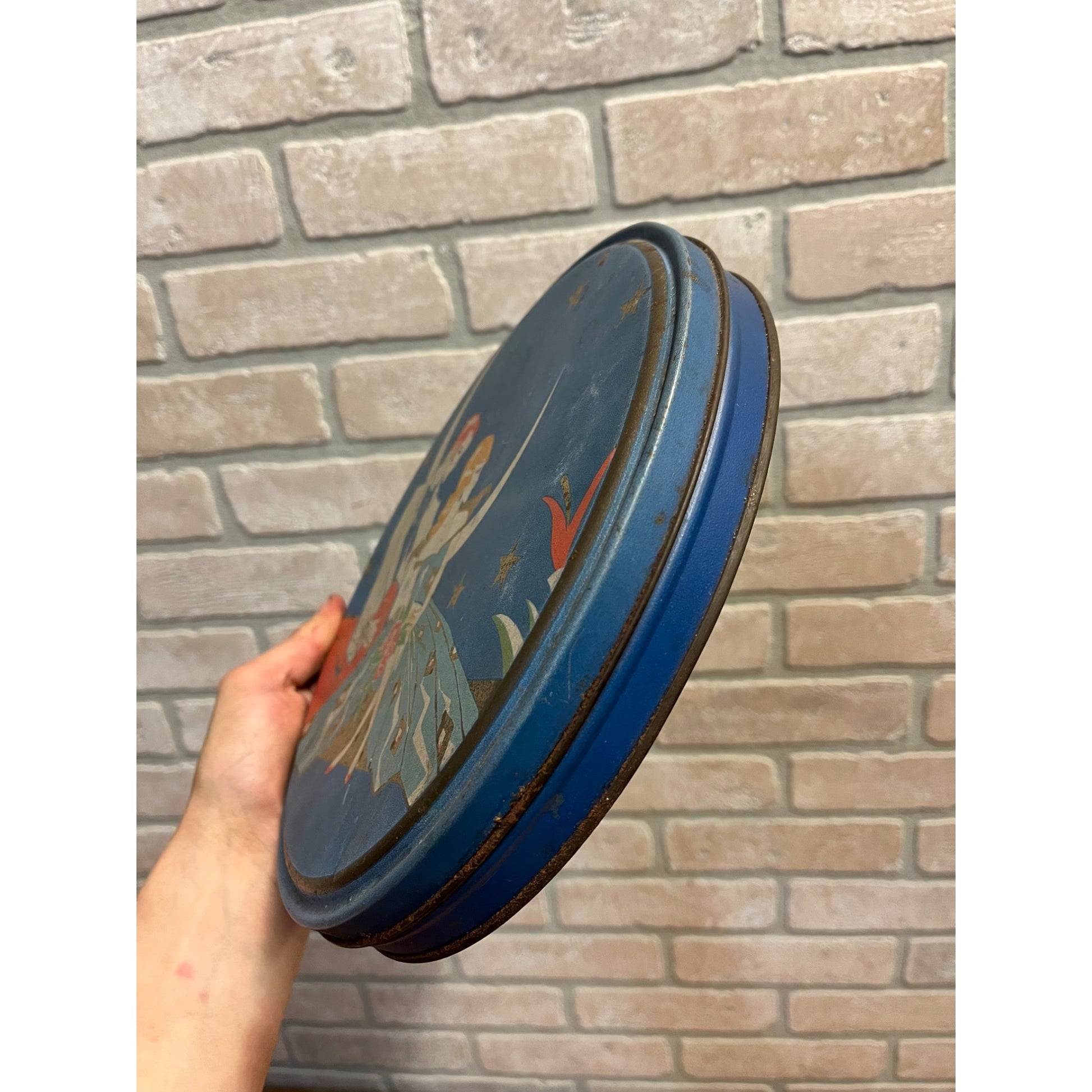 Vintage 1930s Queen Anne Candy Art Deco Nouveau Container Tin Advertising Litho