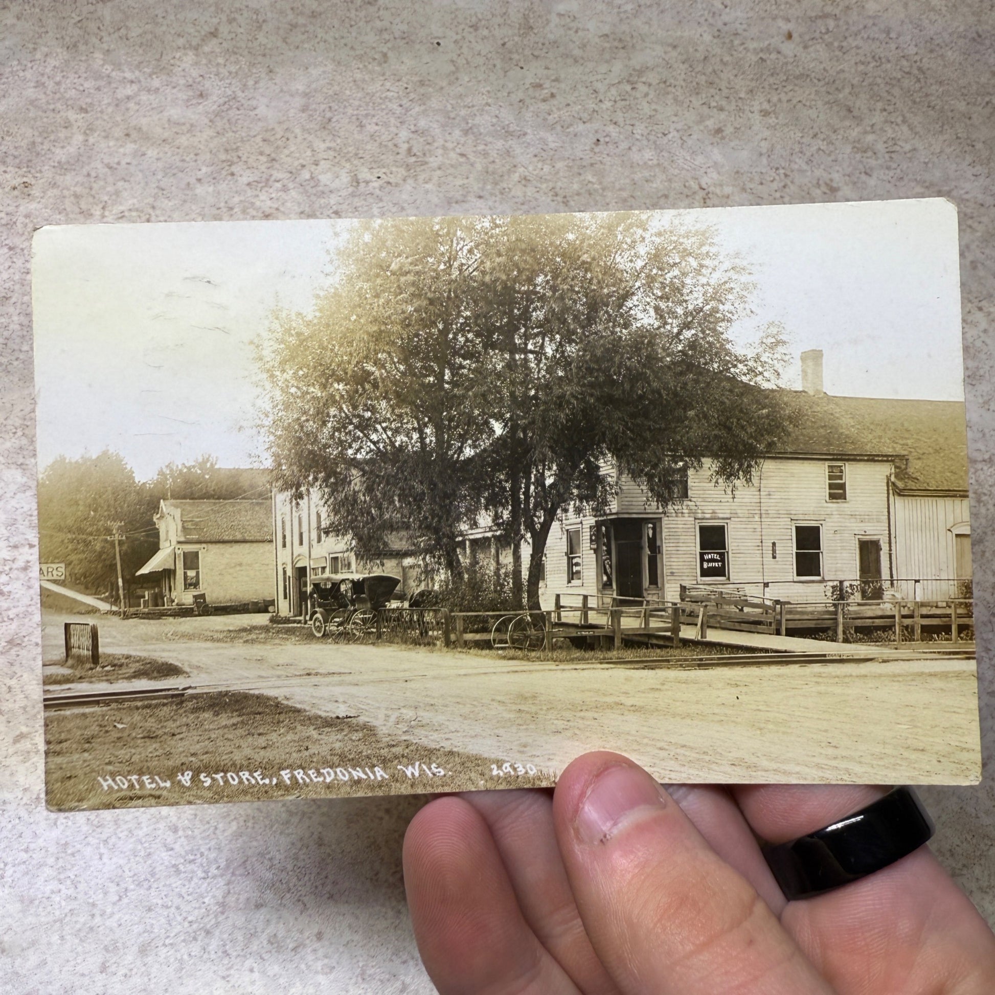 RPPC Hotel & Store Fredonia, WI Wisconsin Photo PC RPPC 1915 postmark