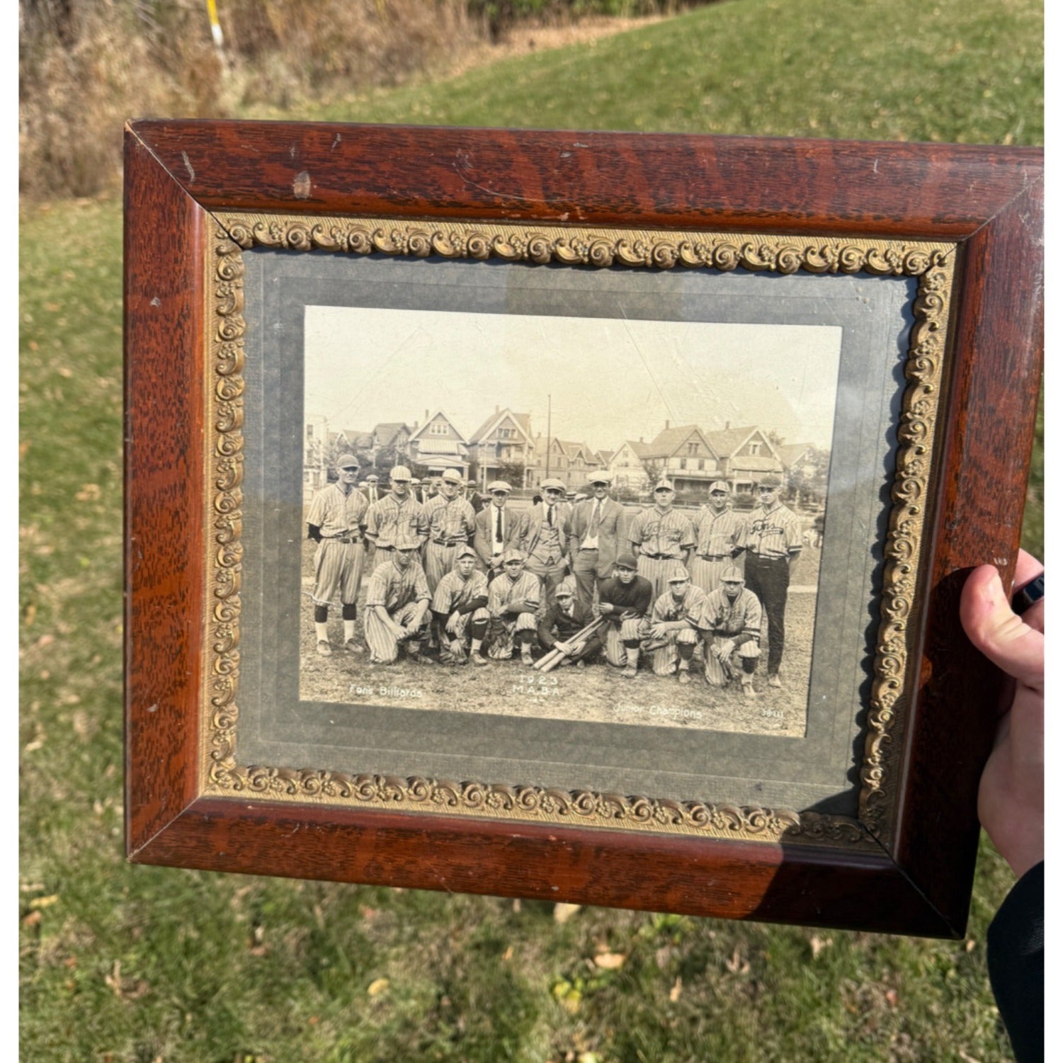 Antique 1920s Baseball Photograph Framed Milwaukee Wis Fons' Billiards Sports