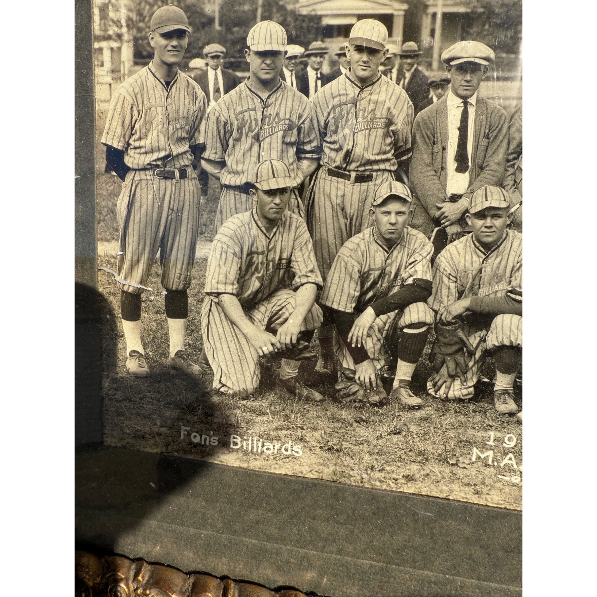 Antique 1920s Baseball Photograph Framed Milwaukee Wis Fons' Billiards Sports