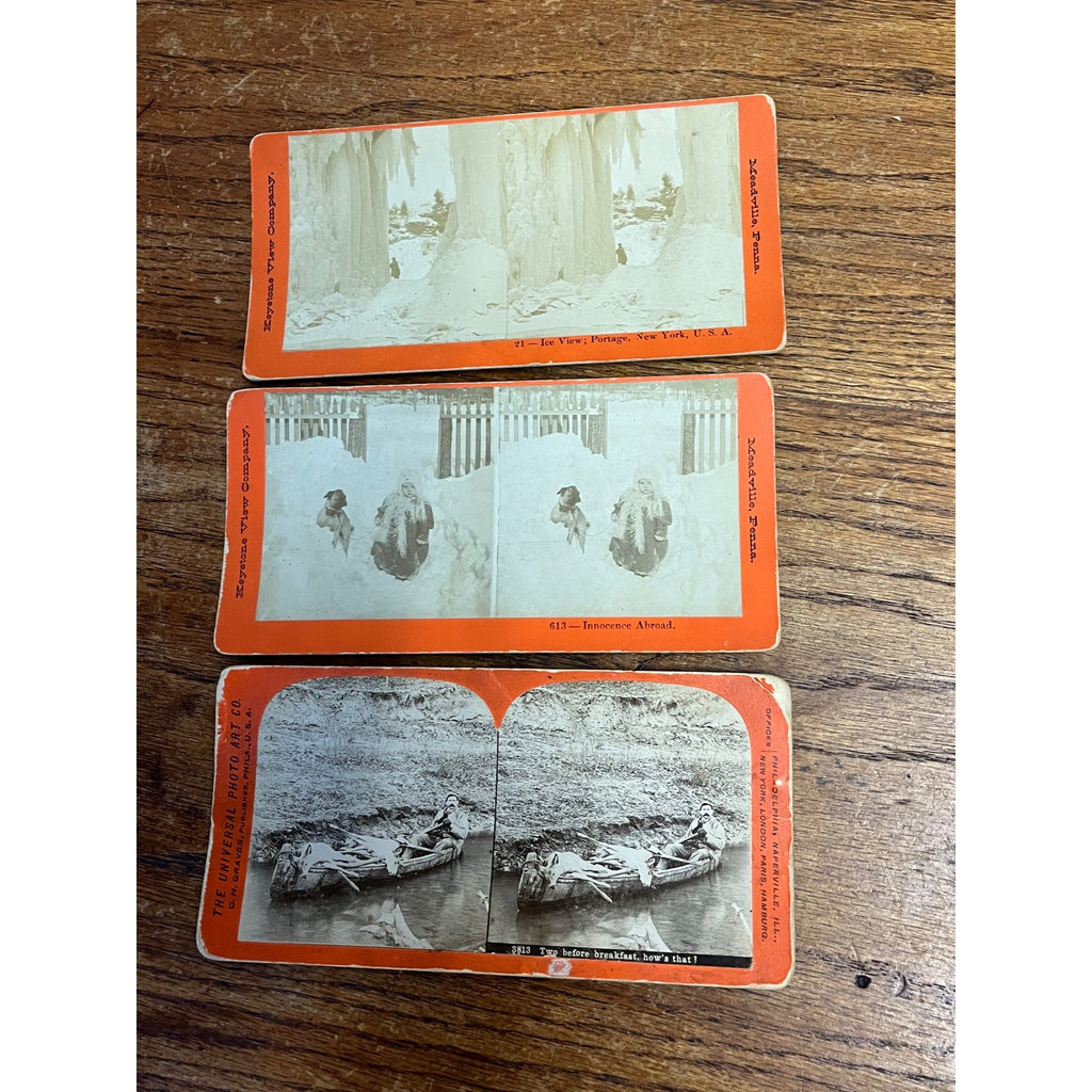 Antique 1900s Stereoscope Stereoviewer Card Viewer w/ 50 Photograph Cards