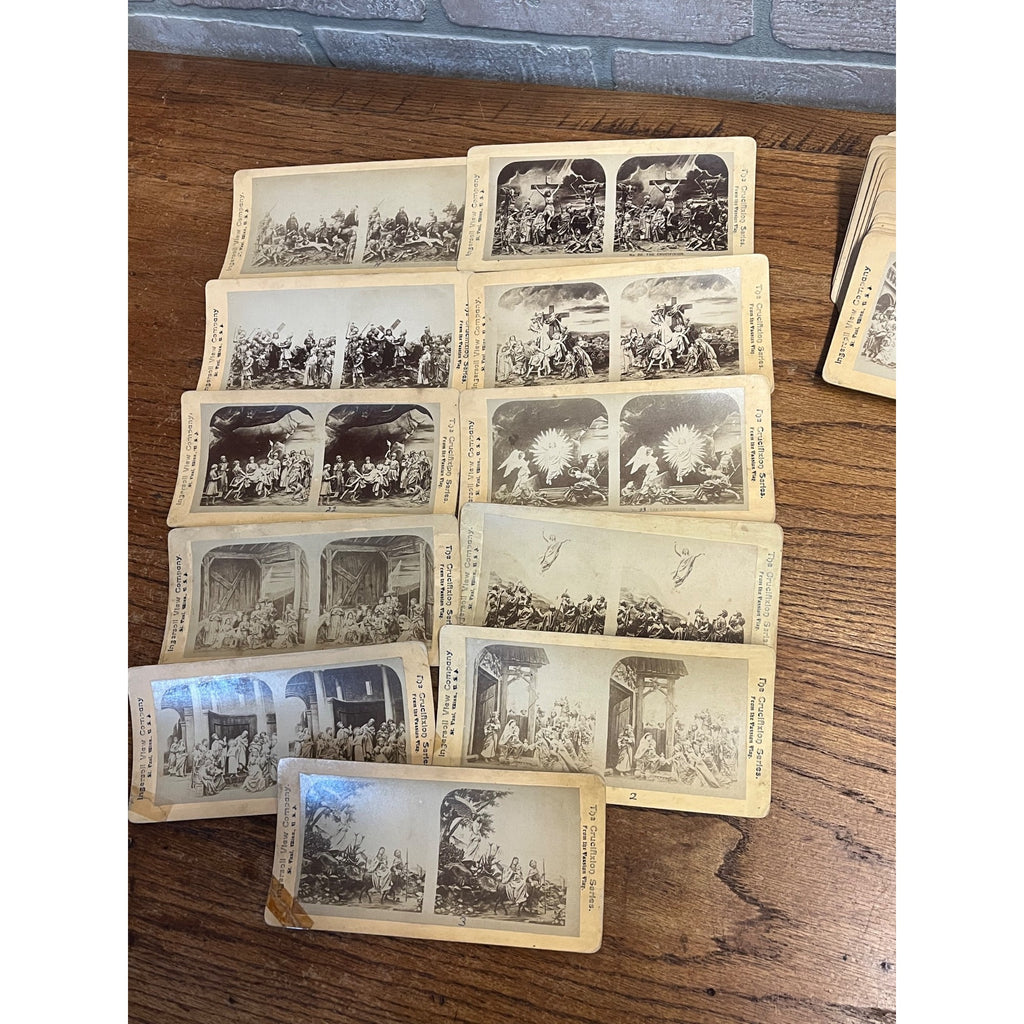Antique 1900s Stereoscope Stereoviewer Card Viewer w/ 50 Photograph Cards