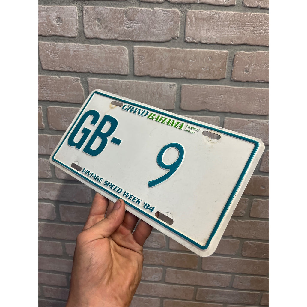 Vintage Metal License Plate Grand Bahama Freeport/Lucaya Vintage Speed Week '84 GB- 9