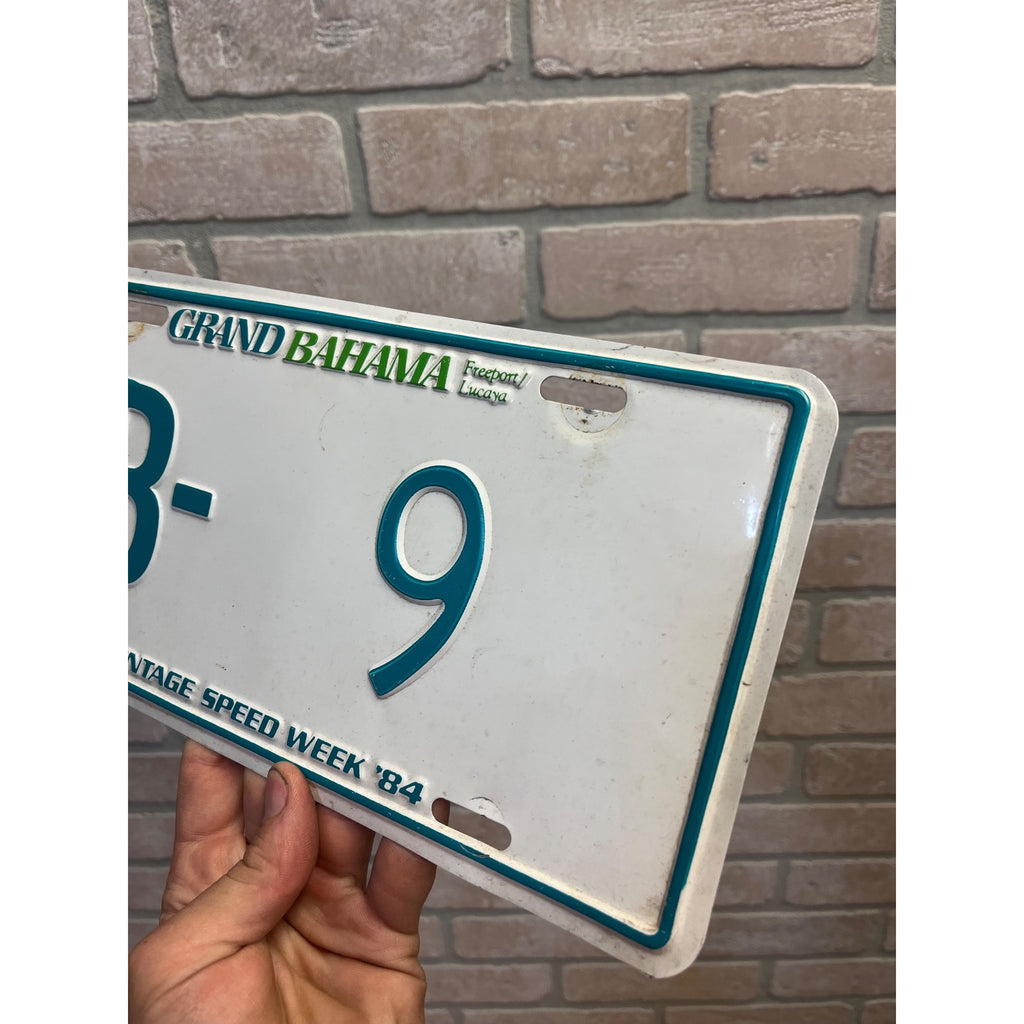 Vintage Metal License Plate Grand Bahama Freeport/Lucaya Vintage Speed Week '84 GB- 9