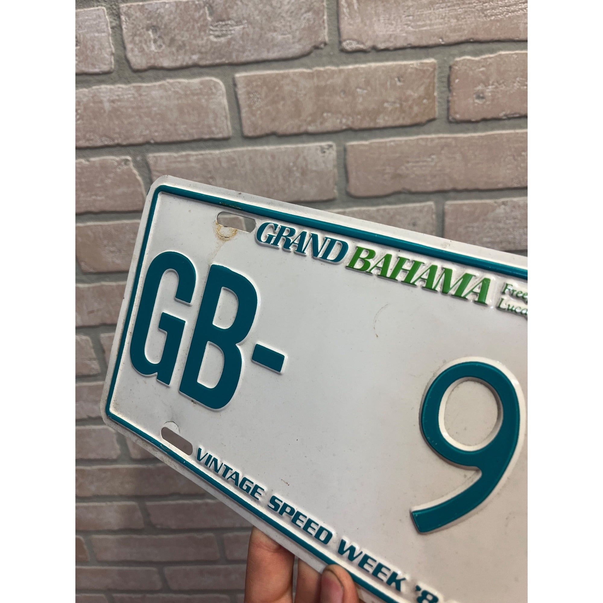 Vintage Metal License Plate Grand Bahama Freeport/Lucaya Vintage Speed Week '84 GB- 9