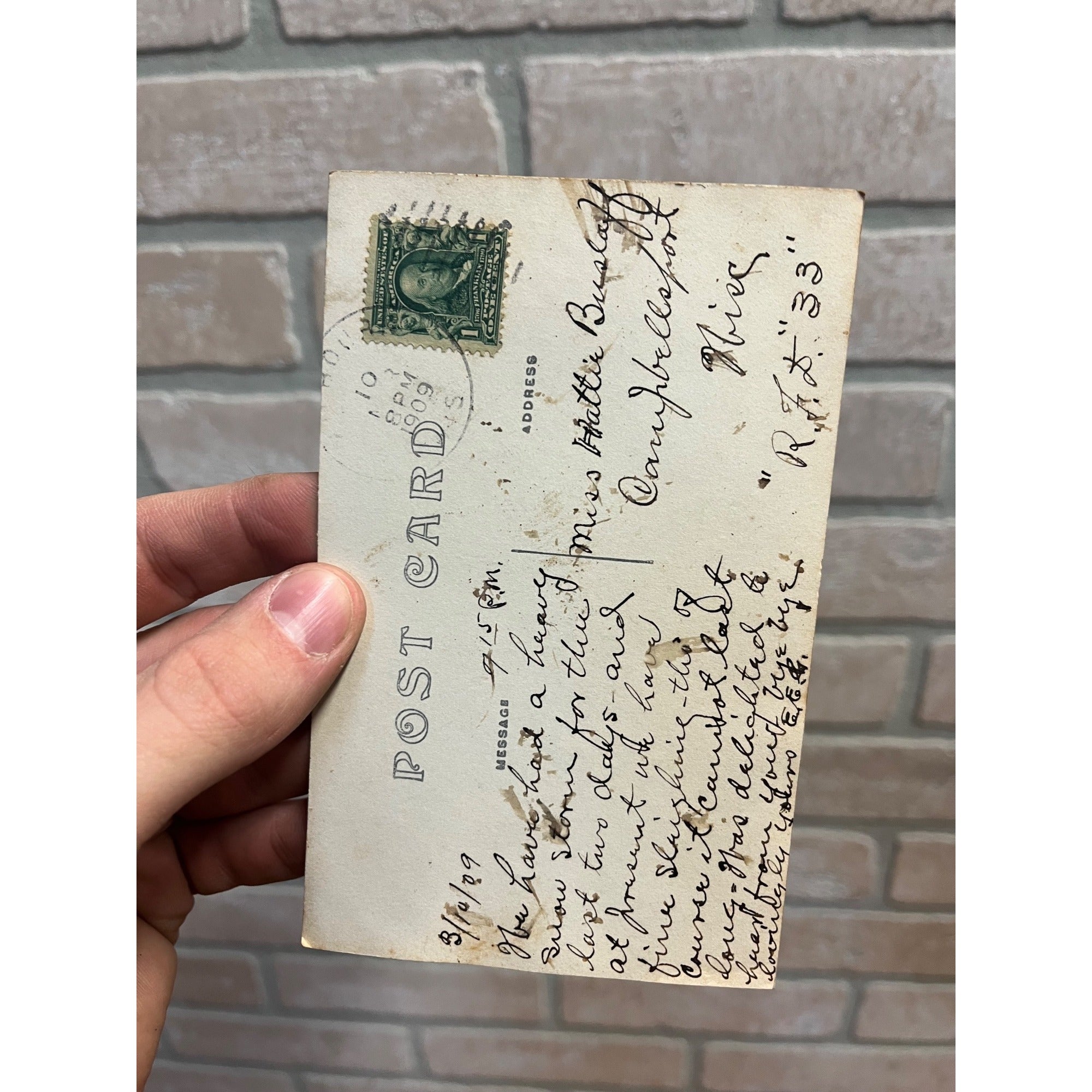 Vintage 1909 Kilbourn Wisconsin RPPC Postcard School Building Wisconisn Dells