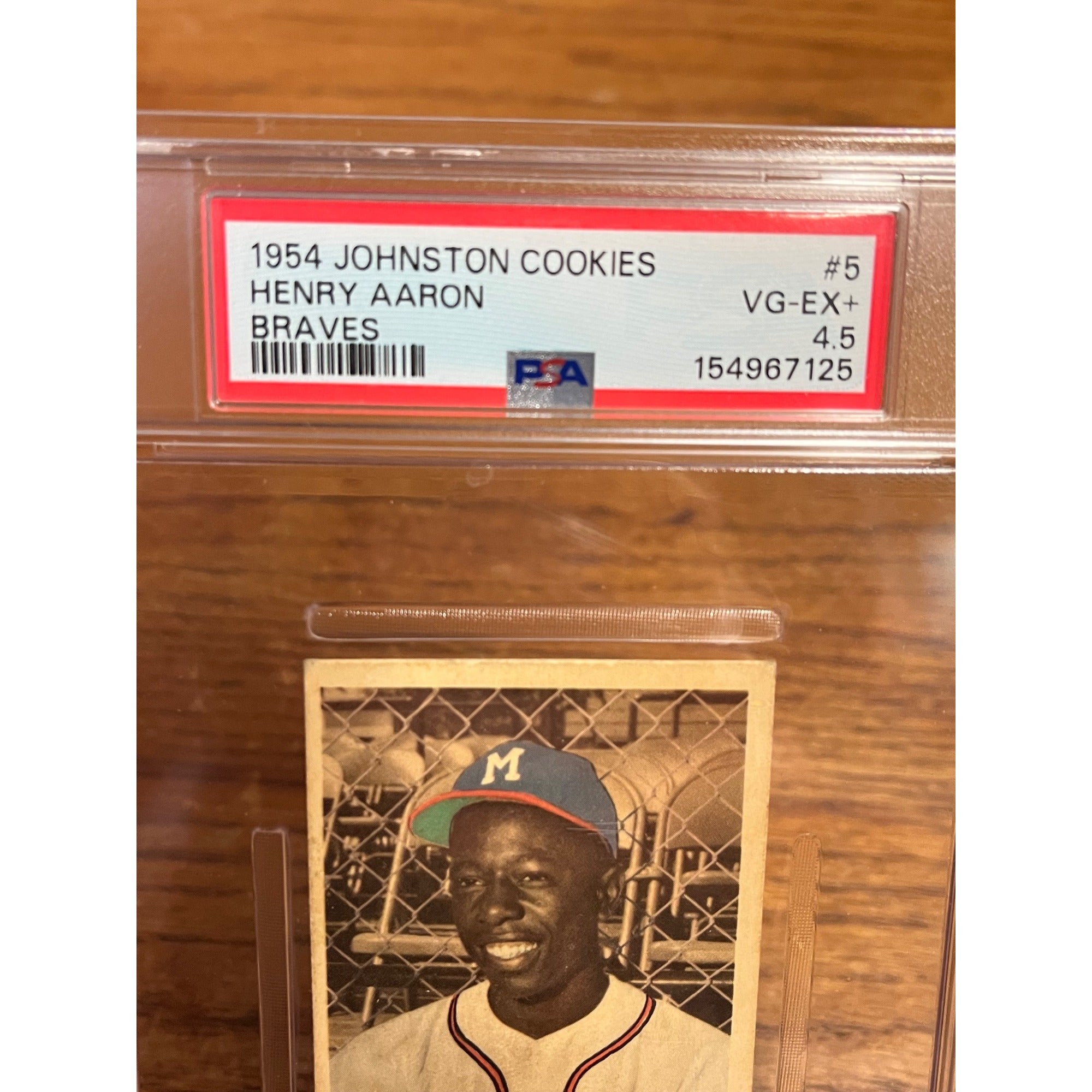 1954 Johnston Cookies Henry Hank Aaron -- #5 Milwaukee Braves -- PSA 4.5 VG-EX+