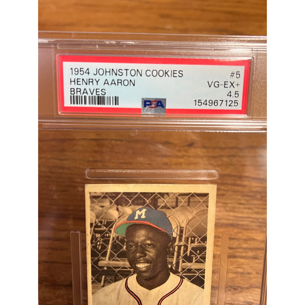 1954 Johnston Cookies Henry Hank Aaron -- #5 Milwaukee Braves -- PSA 4.5 VG-EX+