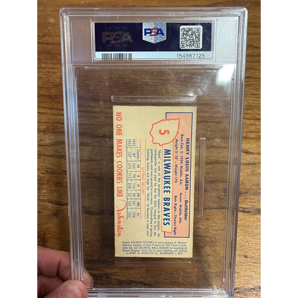 1954 Johnston Cookies Henry Hank Aaron -- #5 Milwaukee Braves -- PSA 4.5 VG-EX+