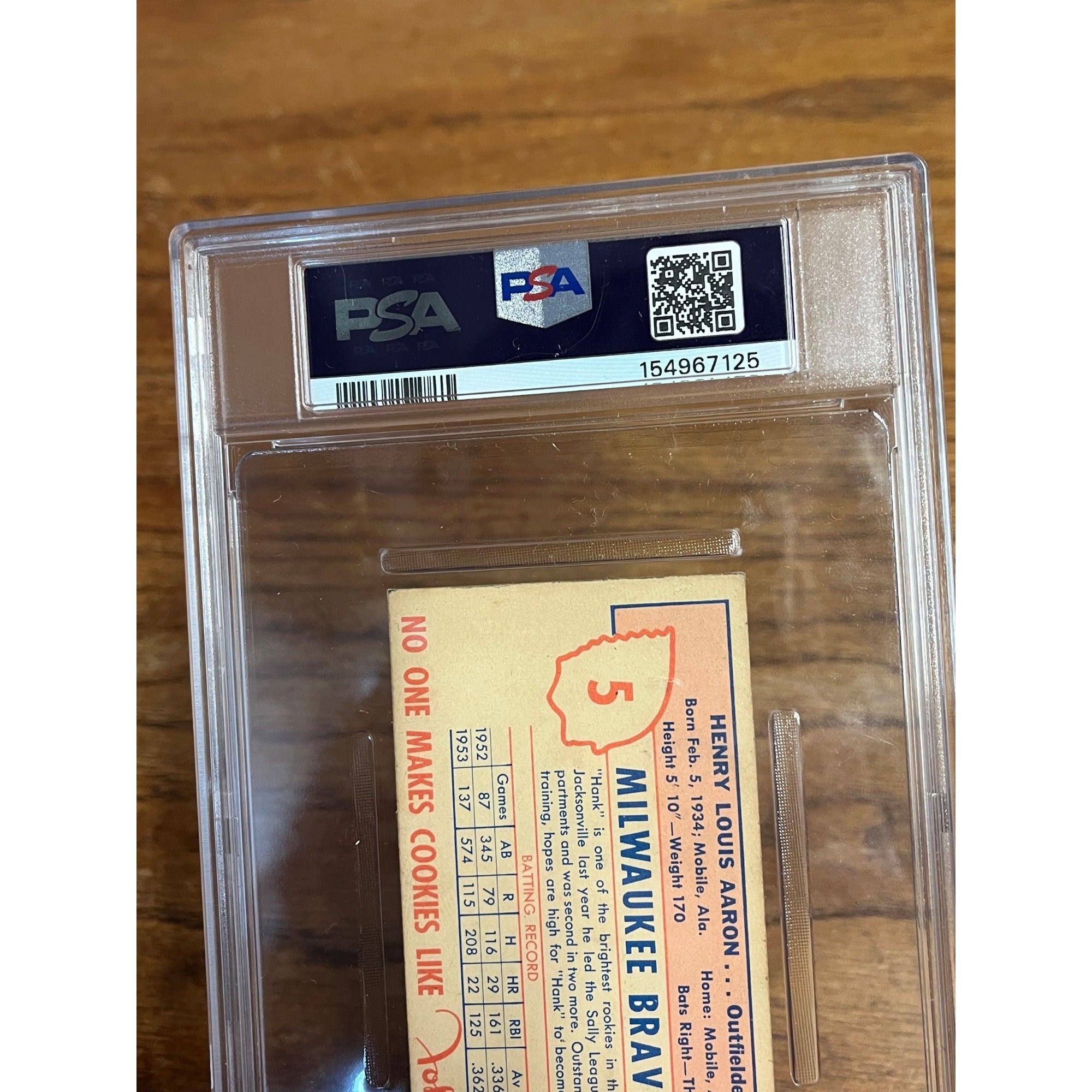 1954 Johnston Cookies Henry Hank Aaron -- #5 Milwaukee Braves -- PSA 4.5 VG-EX+