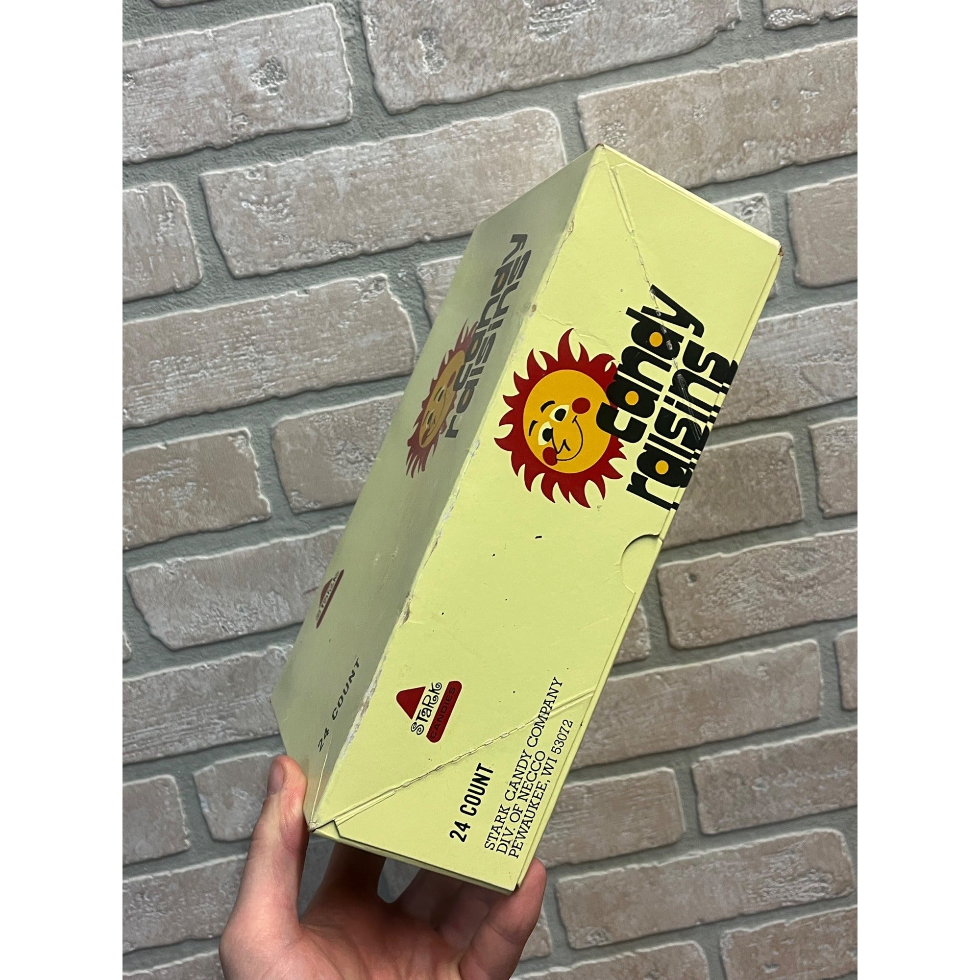 Vintage 1980s Stark Candy Co. Raisins Empty Store Display Box Pewaukee Wisconsin