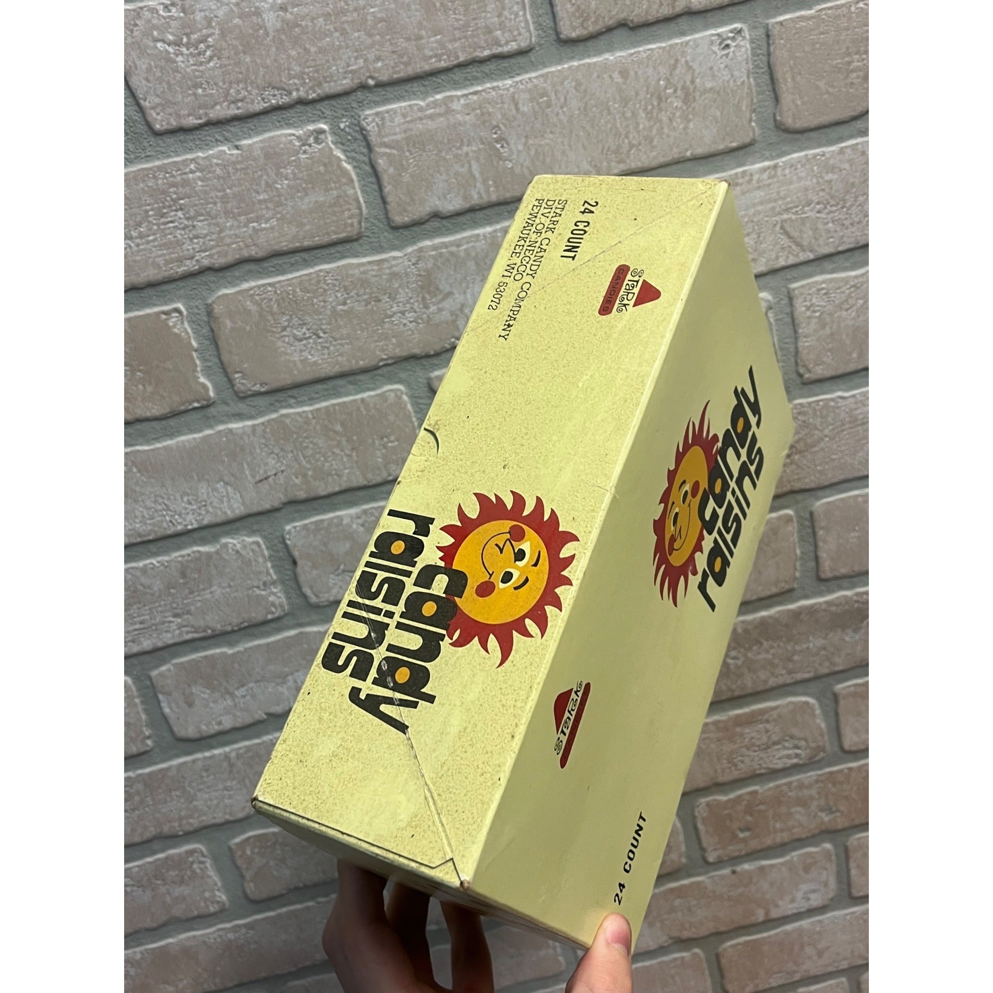 Vintage 1980s Stark Candy Co. Raisins Empty Store Display Box Pewaukee Wisconsin