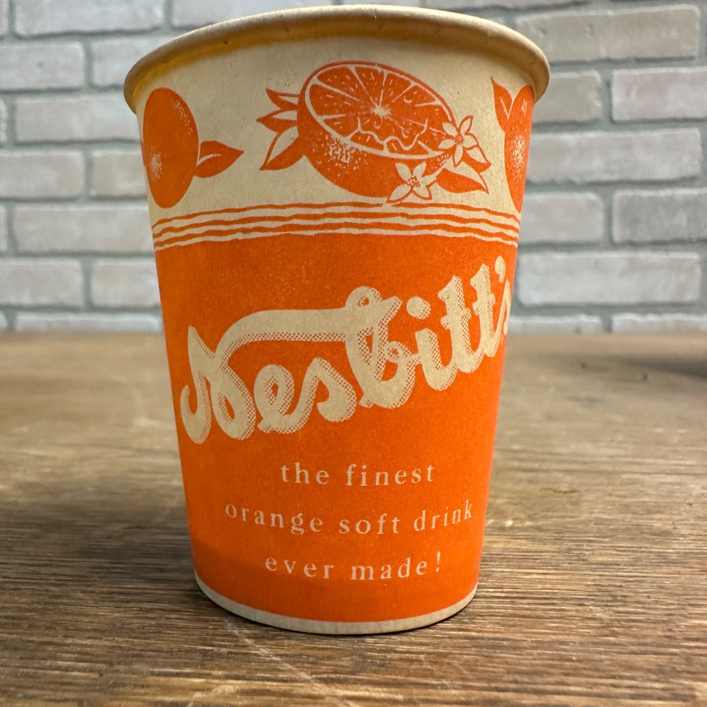 Vintage 4oz Nesbitts Orange Soda Sample Soda Paper Wax Cup Advertising