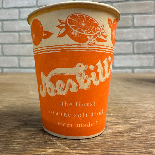 Vintage 4oz Nesbitts Orange Soda Sample Soda Paper Wax Cup Advertising