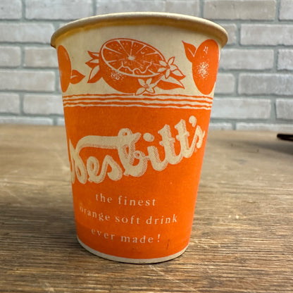 Vintage 4oz Nesbitts Orange Soda Sample Soda Paper Wax Cup Advertising