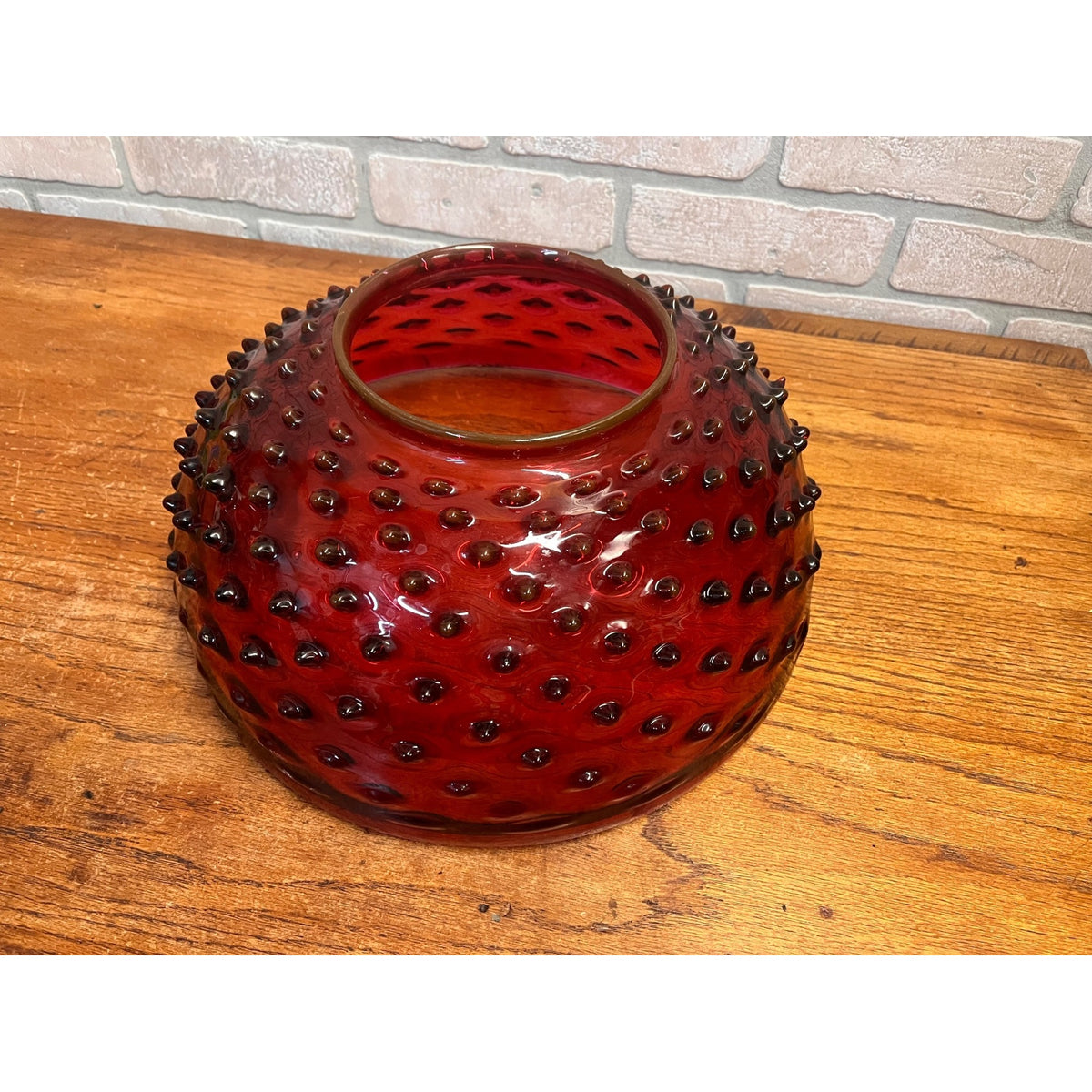 Hobbs Victorian Hobnail Dewdrop Cranberry Hanging Library Oil Lamp Shade 13.75"