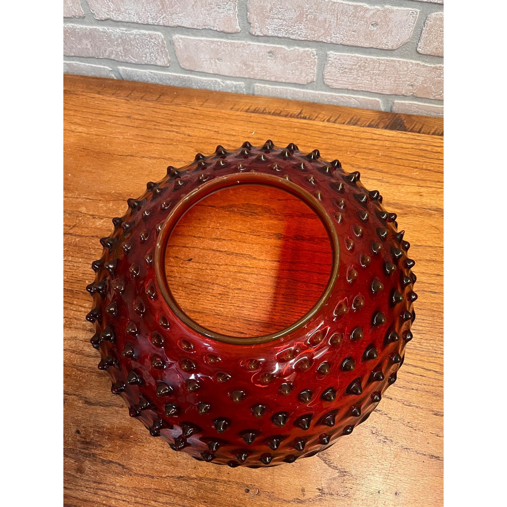 Hobbs Victorian Hobnail Dewdrop Cranberry Hanging Library Oil Lamp Shade 13.75"