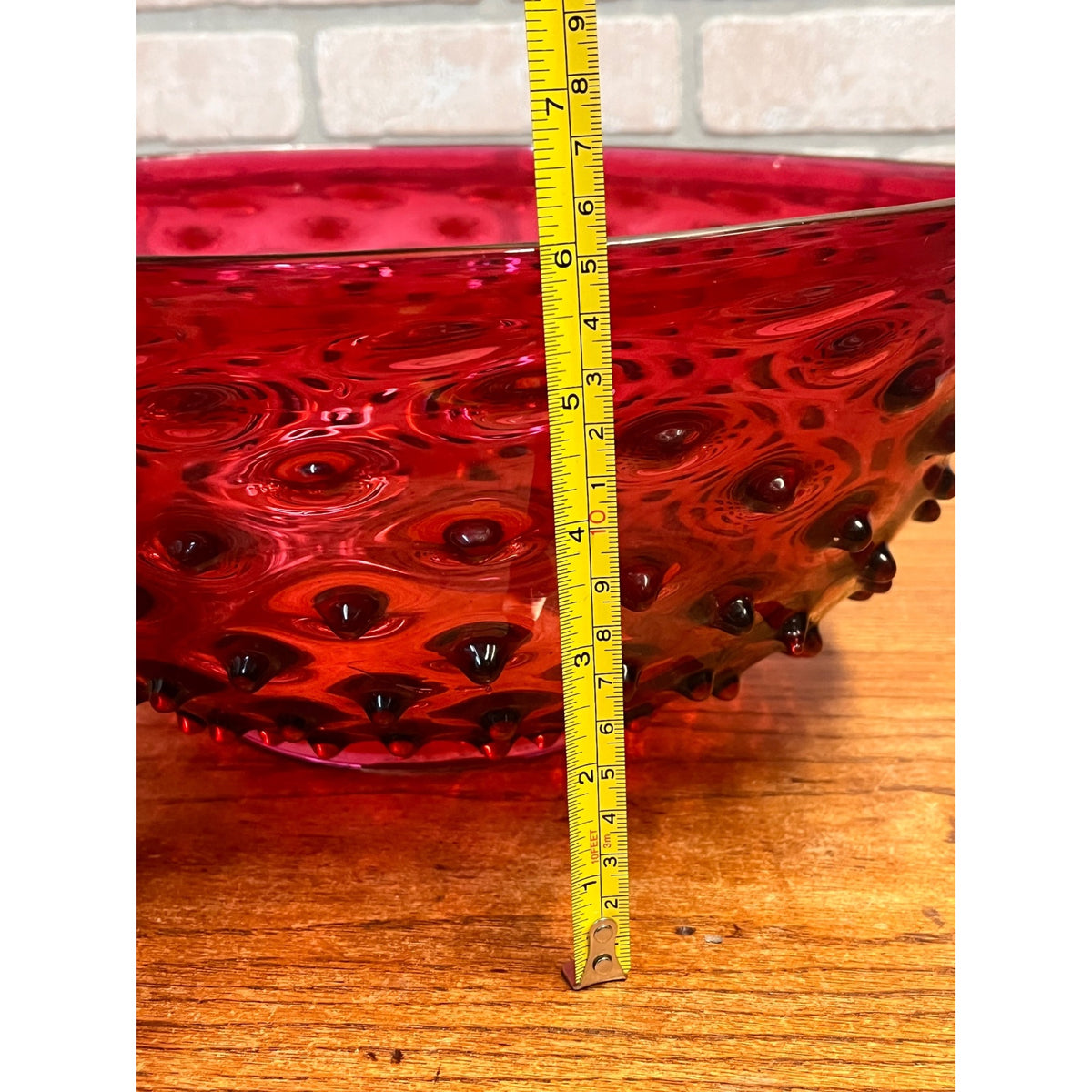 Hobbs Victorian Hobnail Dewdrop Cranberry Hanging Library Oil Lamp Shade 13.75"