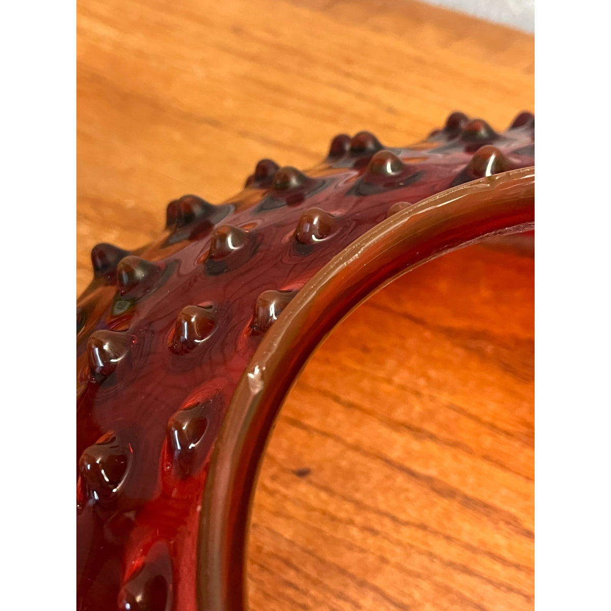 Hobbs Victorian Hobnail Dewdrop Cranberry Hanging Library Oil Lamp Shade 13.75"