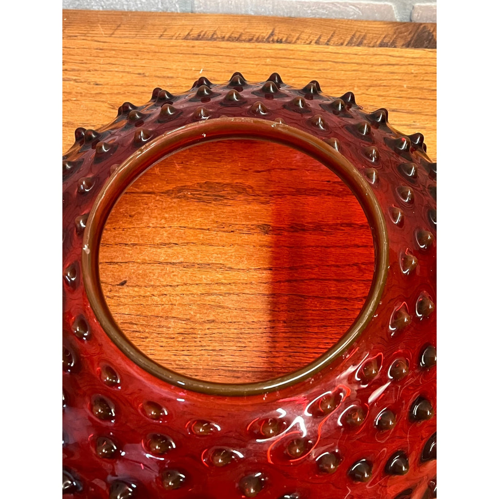 Hobbs Victorian Hobnail Dewdrop Cranberry Hanging Library Oil Lamp Shade 13.75"