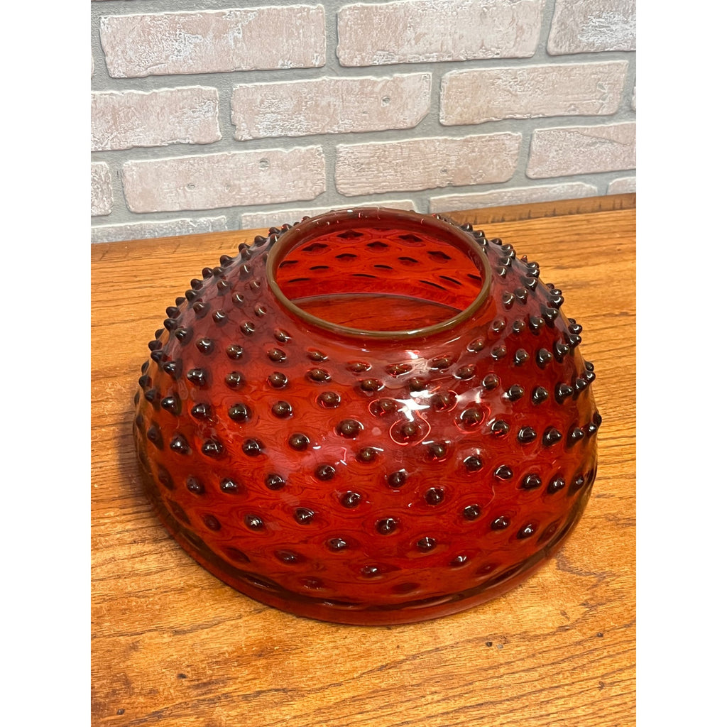 Hobbs Victorian Hobnail Dewdrop Cranberry Hanging Library Oil Lamp Shade 13.75"