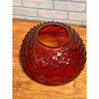 Hobbs Victorian Hobnail Dewdrop Cranberry Hanging Library Oil Lamp Shade 13.75"