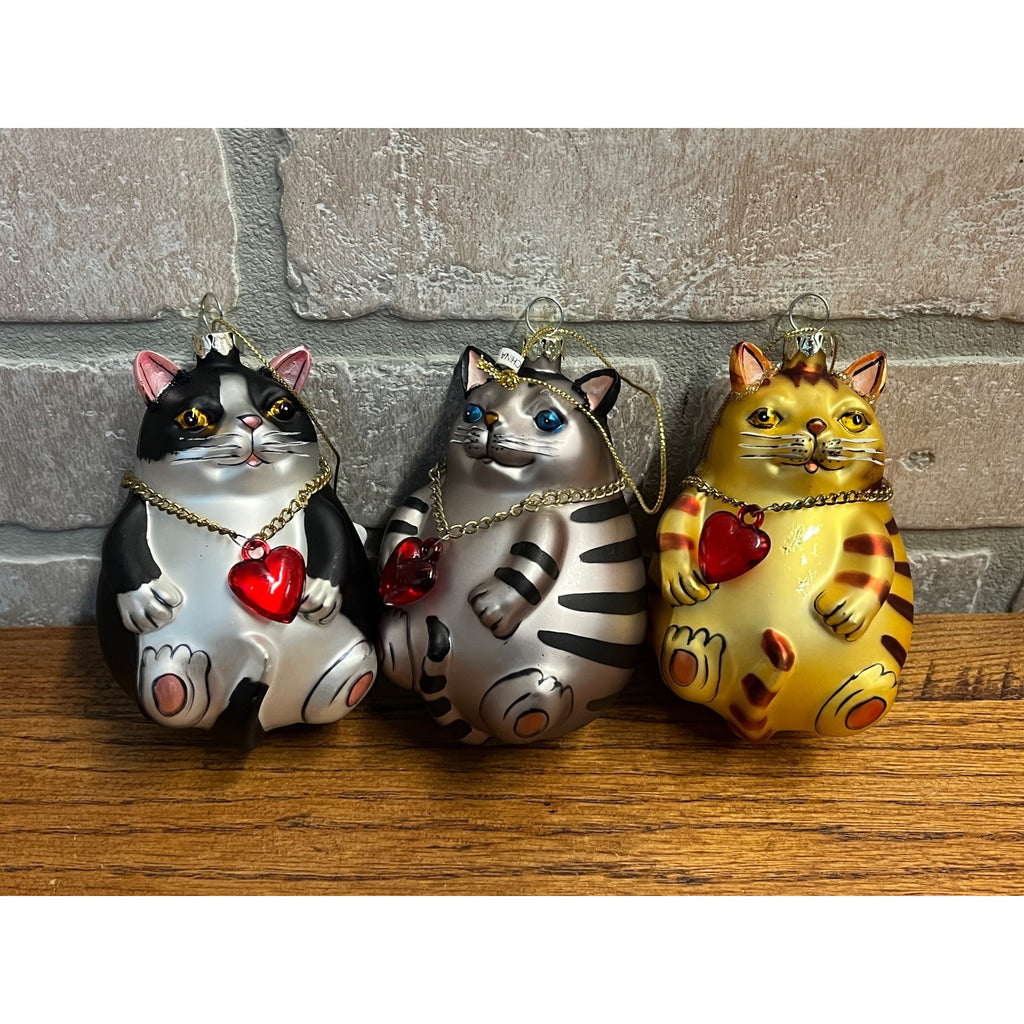 Smithsonian Institution Blown Glass Hand Painted Fat Cat Christmas Ornament (3)