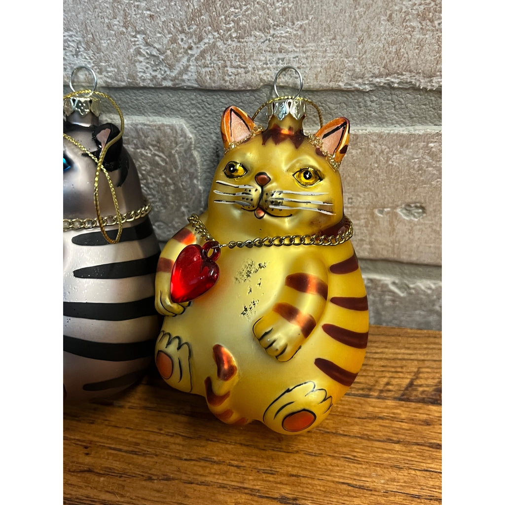Smithsonian Institution Blown Glass Hand Painted Fat Cat Christmas Ornament (3)
