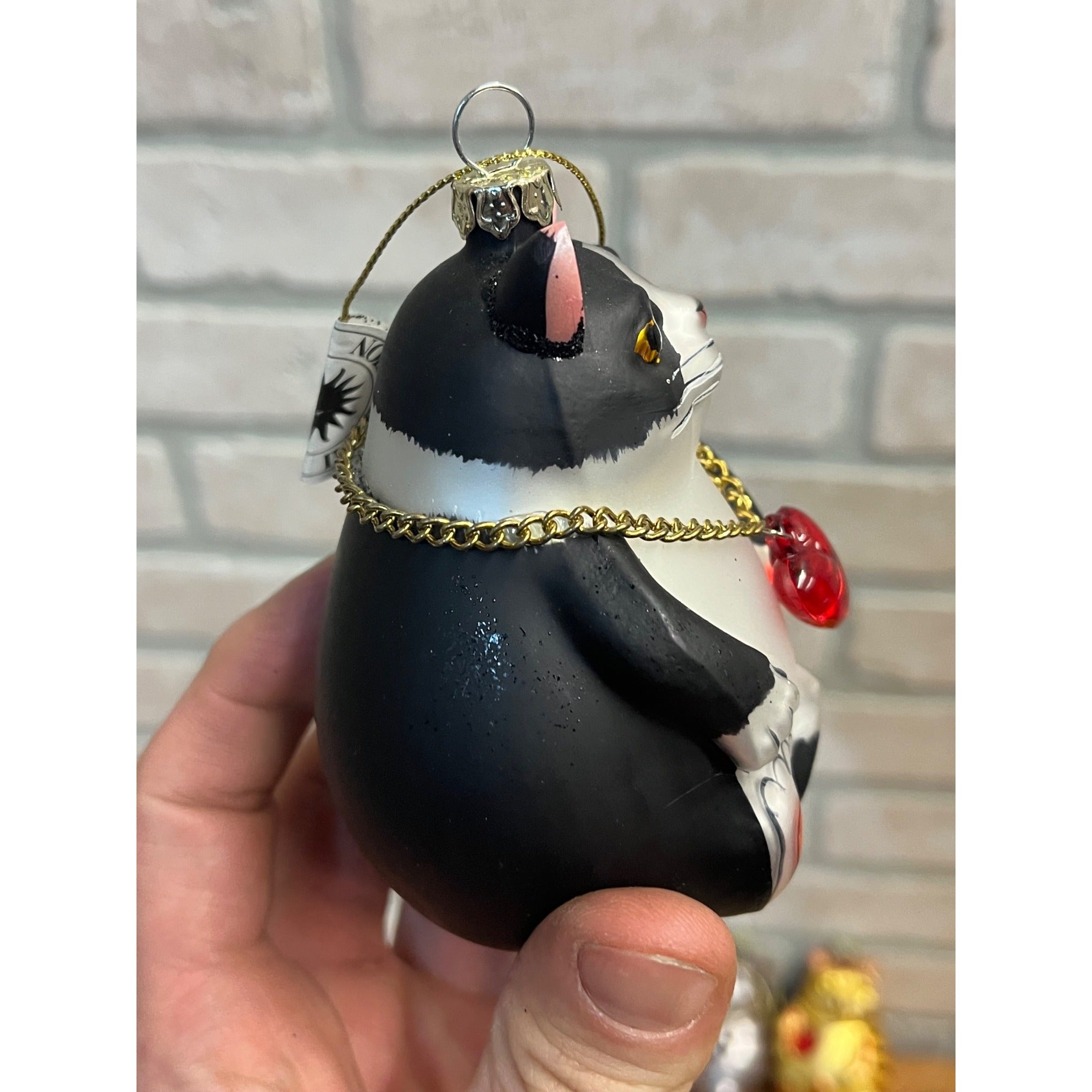 Smithsonian Institution Blown Glass Hand Painted Fat Cat Christmas Ornament (3)