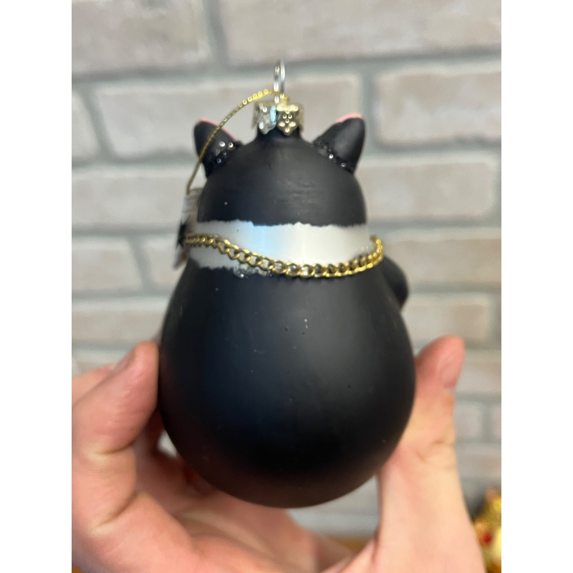 Smithsonian Institution Blown Glass Hand Painted Fat Cat Christmas Ornament (3)