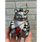 Smithsonian Institution Blown Glass Hand Painted Fat Cat Christmas Ornament (3)