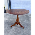 Antique 1880s American Victorian Walnut Pedestal Center Table w/ Casters