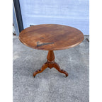 Antique 1880s American Victorian Walnut Pedestal Center Table w/ Casters