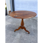 Antique 1880s American Victorian Walnut Pedestal Center Table w/ Casters