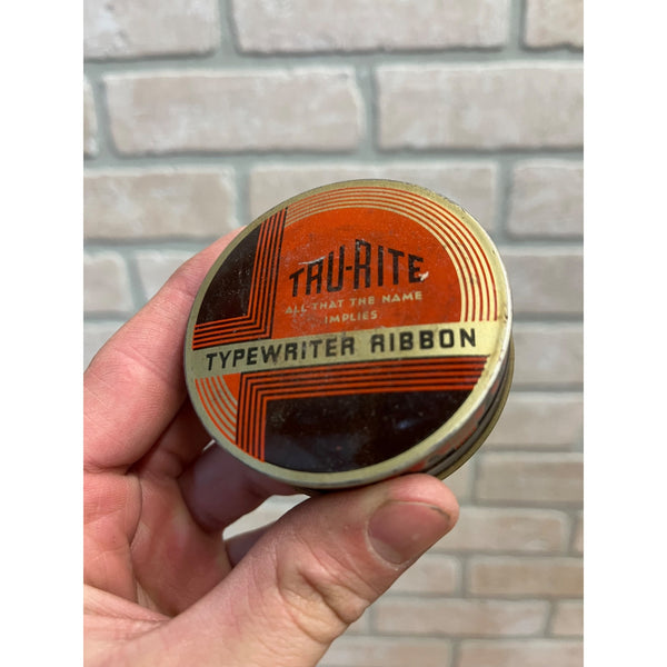 Vintage Antique Tru Rite Typewriter Tin Art Deco Can Advertising Cleveland Ohio