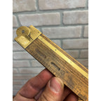 Vintage Lufkin No 372 Boxwood Brass Folding12" Ruler with Brass Caliper