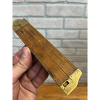 Vintage Lufkin No 372 Boxwood Brass Folding12" Ruler with Brass Caliper