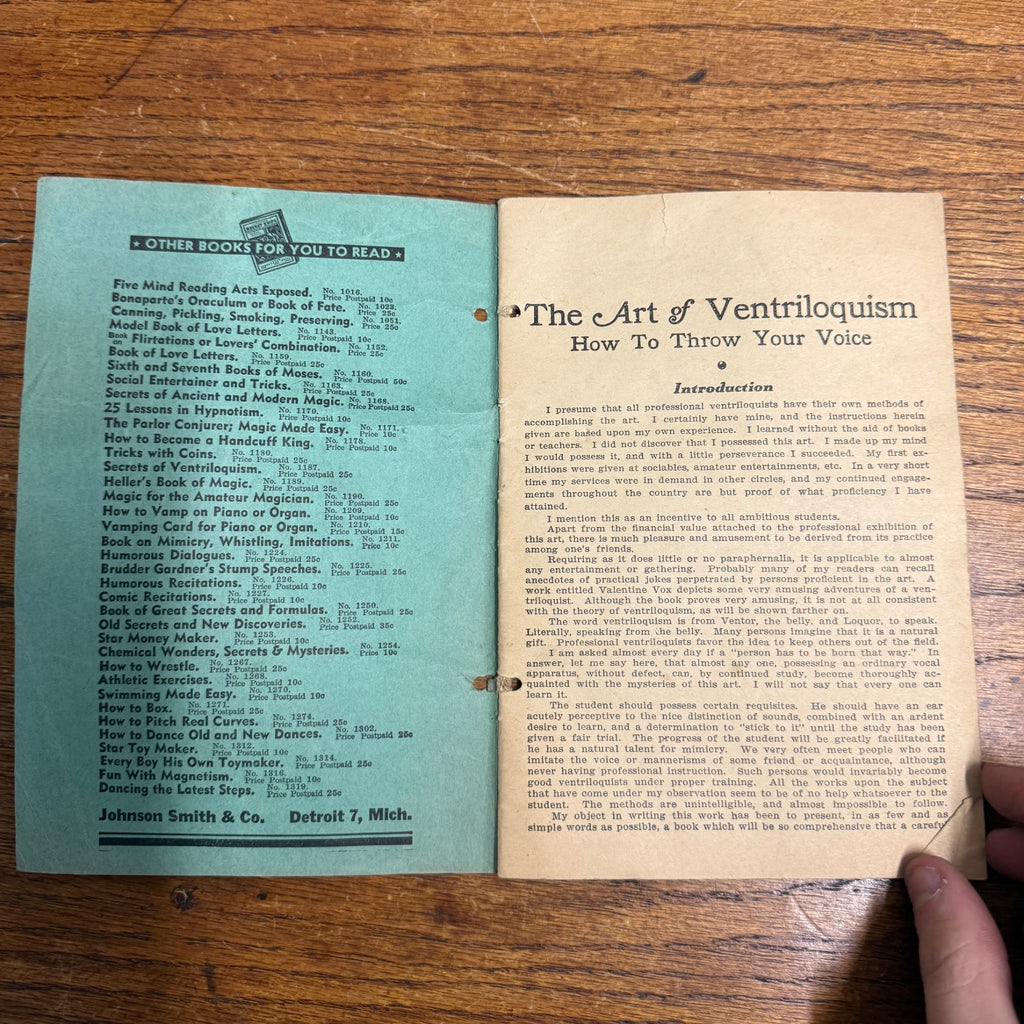 1940 Johnson Smith & Co Novelty Catalog & Art of Ventriloquism Booklet Very Good