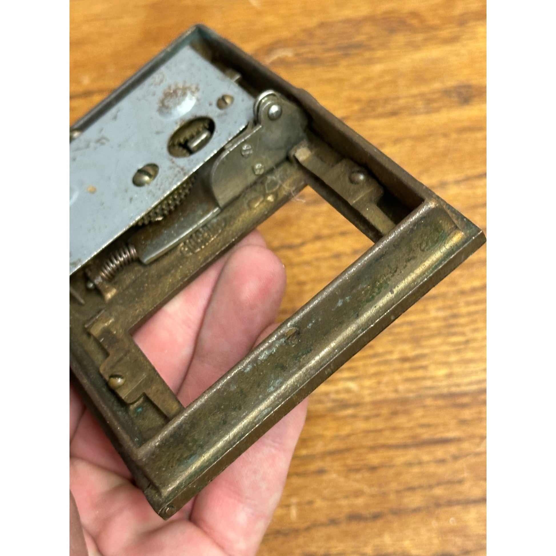 Antique Solid Brass US Post Office Eagle Box Door Corbin 2 Dial Combination USPS