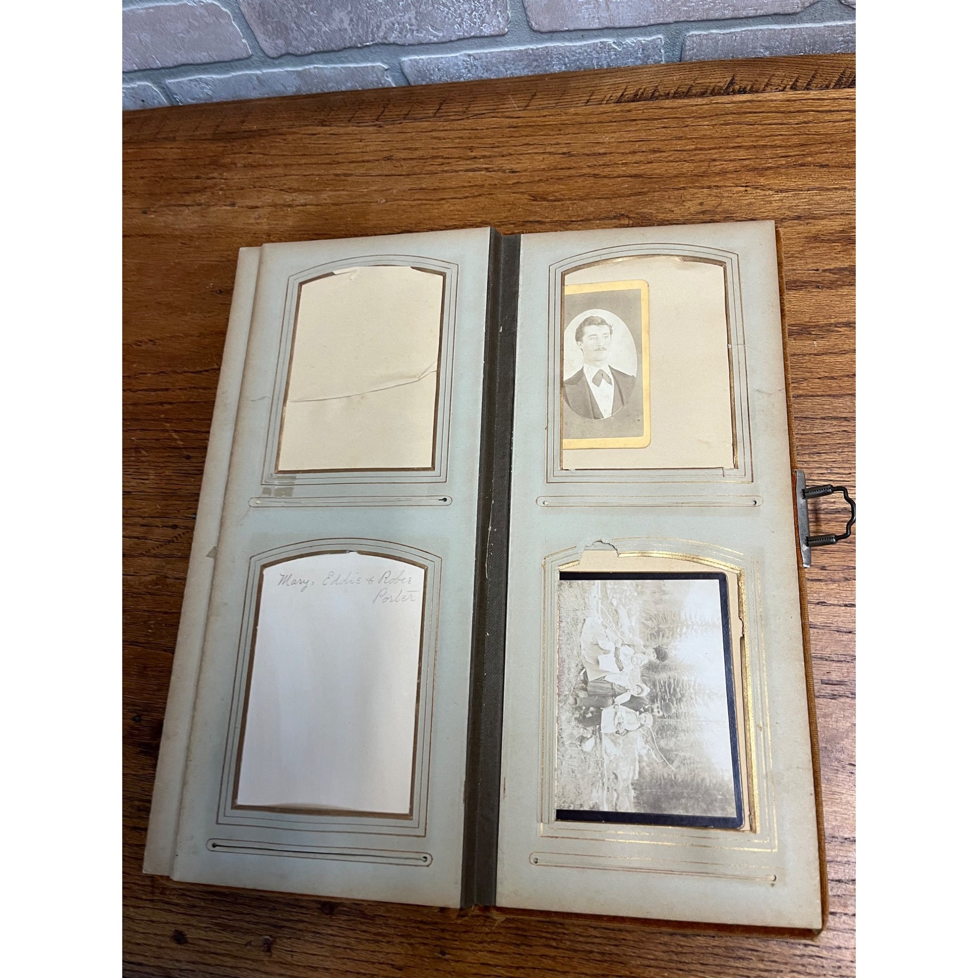 Vintage Antique Victorian Photo Album with 24 Cabinet Photos - Padded Cover