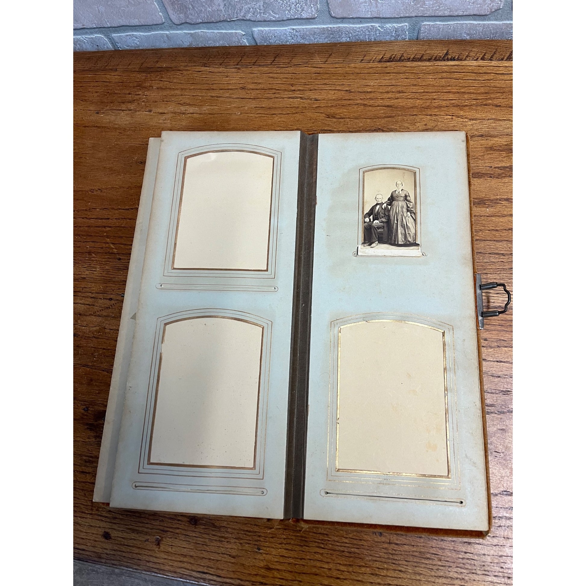 Vintage Antique Victorian Photo Album with 24 Cabinet Photos - Padded Cover