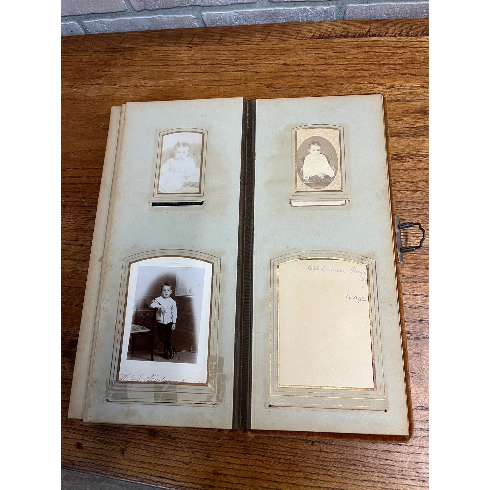 Vintage Antique Victorian Photo Album with 24 Cabinet Photos - Padded Cover