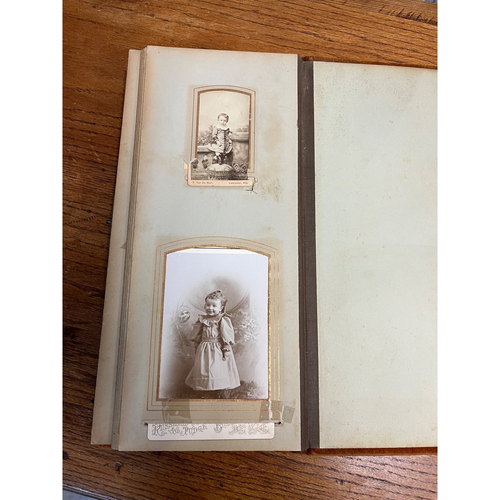 Vintage Antique Victorian Photo Album with 24 Cabinet Photos - Padded Cover