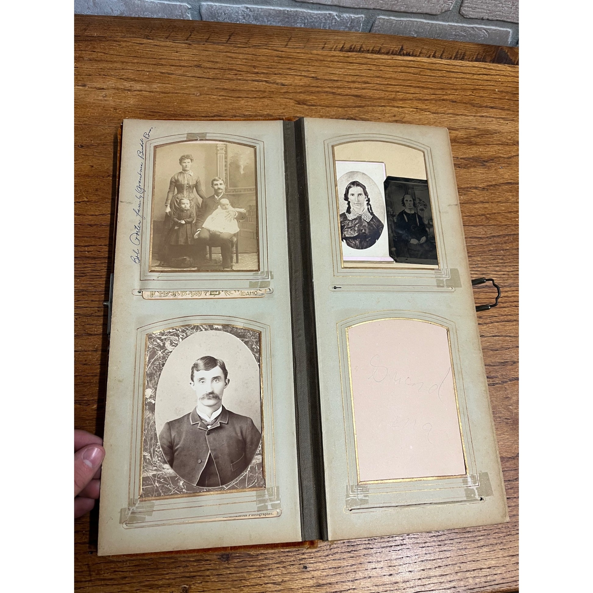 Vintage Antique Victorian Photo Album with 24 Cabinet Photos - Padded Cover